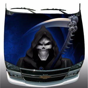 Grim reaper flame hood wrap wraps vehicle sticker vinyl graphic decal