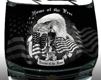 American Eagle Flag Vinyl Hood Wrap Bonnet Decal Sticker Graphic