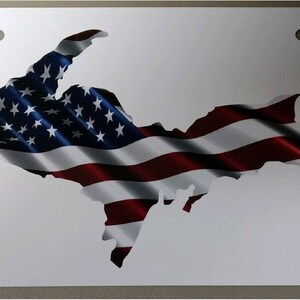 U.P. Michigan Upper Michigan Yooper american flag license plate