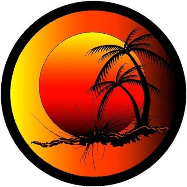 Red tropical sunset palm trees camper RV motor home mural vinyl graphic decal sticker