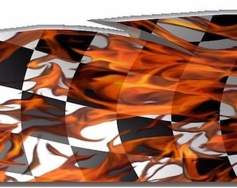Checkered racing flag flame go kart race car semi trailer golf cart vinyl graphic decal wrap