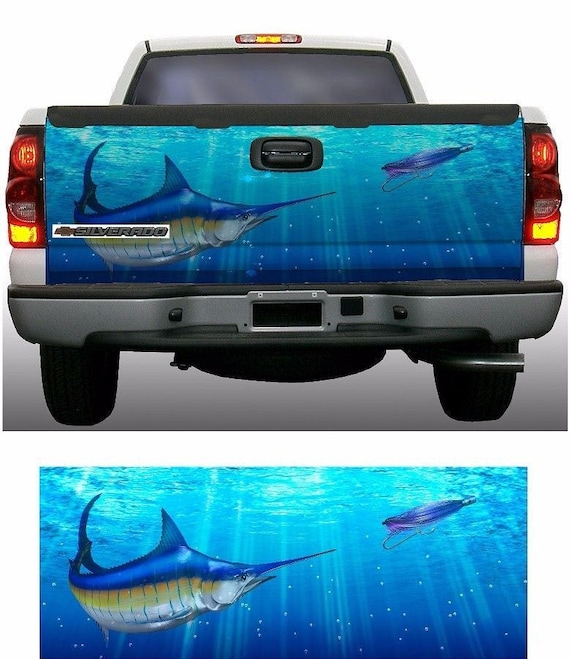 Blue marlin underwater scenery fish fishing tailgate wrap vinyl graphic  decal