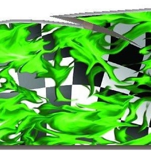 Checkered racing flag green flame go kart race car semi trailer golf cart vinyl graphic decal wrap