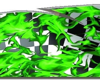 Checkered racing flag green flame go kart race car semi trailer golf cart vinyl graphic decal wrap