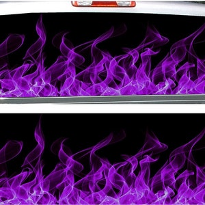 Purple fire flames rear window view thru vinyl graphic decal
