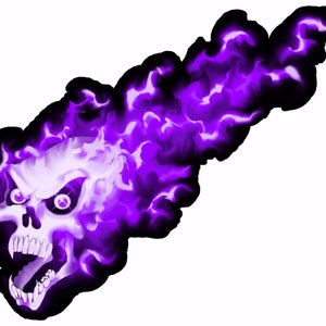 Purple flaming skull motorcycle dirt bike go kart race car golf cart vinyl graphic decal sticker