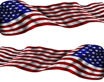 Furling american flag vinyl graphic decal set truck trailer rv motorhome trailer fire truck semi