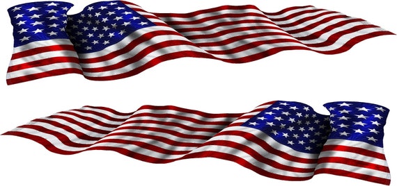 Furling American Flag Vinyl Graphic Decal Set Truck Trailer Rv