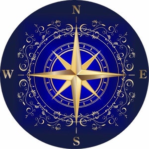 Blue Rose compass camper RV motor home mural vinyl graphic decal sticker