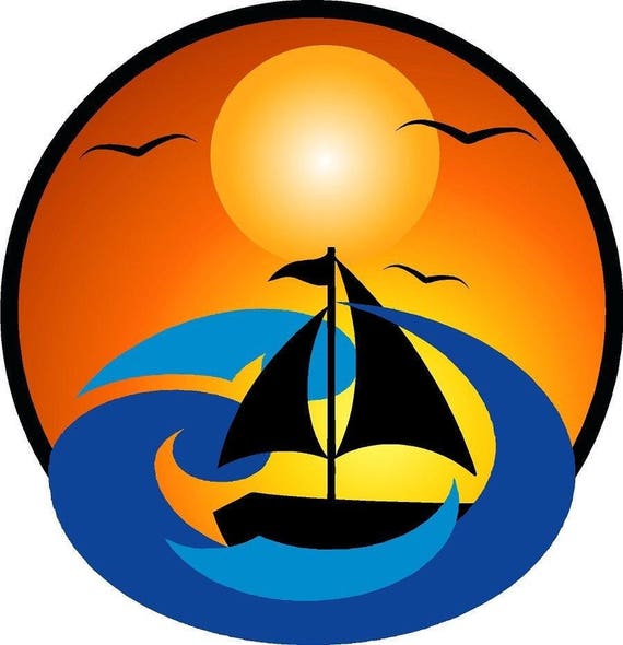 Flamingo Sunset Palm Tree Wave decal Camper RV motor home mural graphic