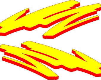 Yellow and red swoosh graphic