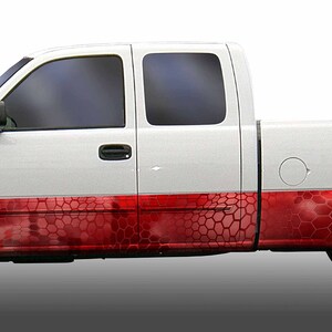 COLOR OPTIONS: Chameleon 3 camouflage rocker panel stripes vinyl graphic decal