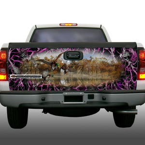 Mallard duck hunting mural obliteration human skull pink camouflage tailgate wrap vinyl graphic decal