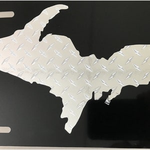 U.P. Michigan Upper Michigan Yooper silver diamond plate license plate