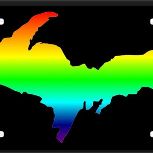 U.P. Michigan Upper Michigan Yooper Rainbow Pride license plate
