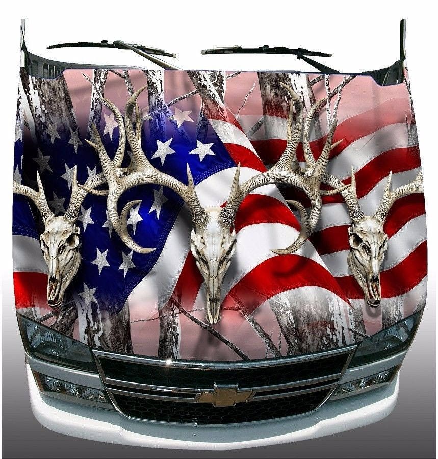 American Deer Flag - Cedar Ornament American Deer Flag - Cedar Ornament