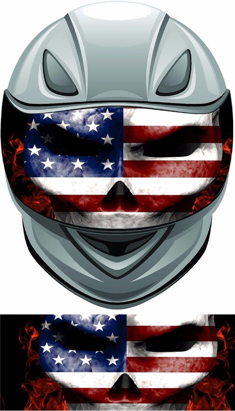 American Flag Skull Flames Fire Helmet Visor Wrap Tint Vinyl Etsy