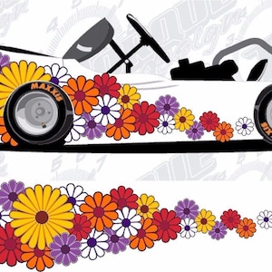 Daisy Flowers girl go kart golf cart vinyl graphic decal wrap
