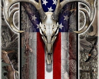 Customization Available - Bow Hunter Deer American Flag Combo Cornhole Decal Wrapscorn Hole