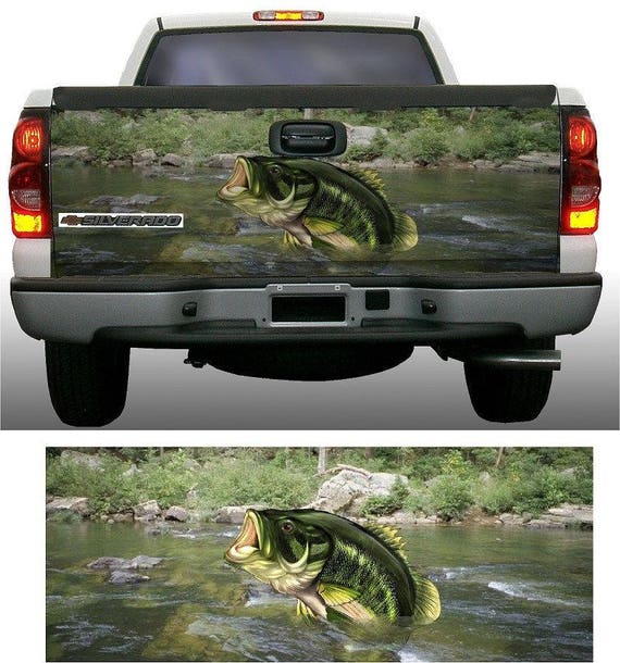 Large Mouth Bass Stream River Scenery Mural Tailgate Wrap Vinyl Graphic  Decal 