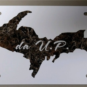 Michigan Upper Michigan da U.P.  shadow grass license plate