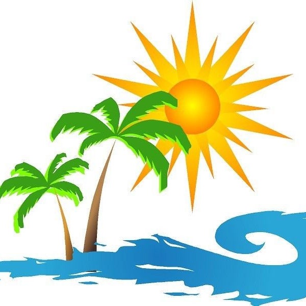 Sun palm tree wave style 2 camper RV motor home mural vinyl graphic decal sticker