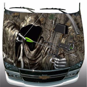 Forest camouflage bow reaper car truck hood wrap vinyl graphic decal