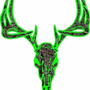 Green camouflage deer skull hunting golf cart tool box window hood semi trailer vinyl graphic decal sticker