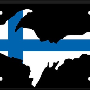U.P. Michigan Upper Michigan Yooper Finland finish flag flag license plate