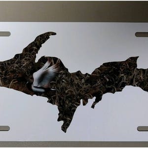 Michigan Upper Michigan duck shadow grass hunting license plate