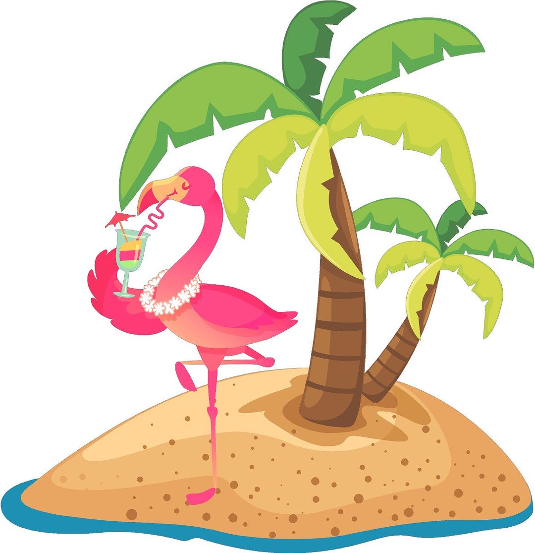 Flamingo Drink Beach Vinyl Graphic Decal Sticker Window Rv Etsy Norway