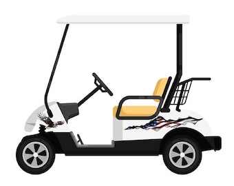 American flag eagle tear rip  vinyl graphic decal set golf cart