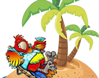 Parrot drink beach vinyl graphic decal sticker window rv motorhome toolbox golf cart style 2
