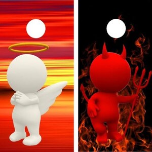 Angel Devil Cornhole game decal wrap set