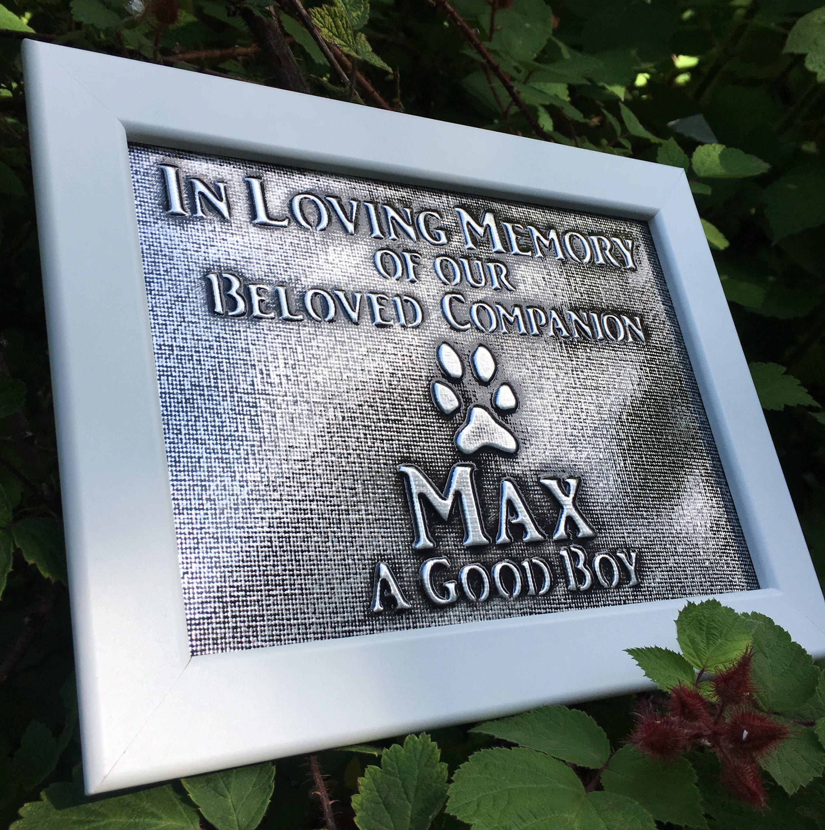 Personalized Pet Memorial Plaque Embossed Metal Dog Memorial Etsy