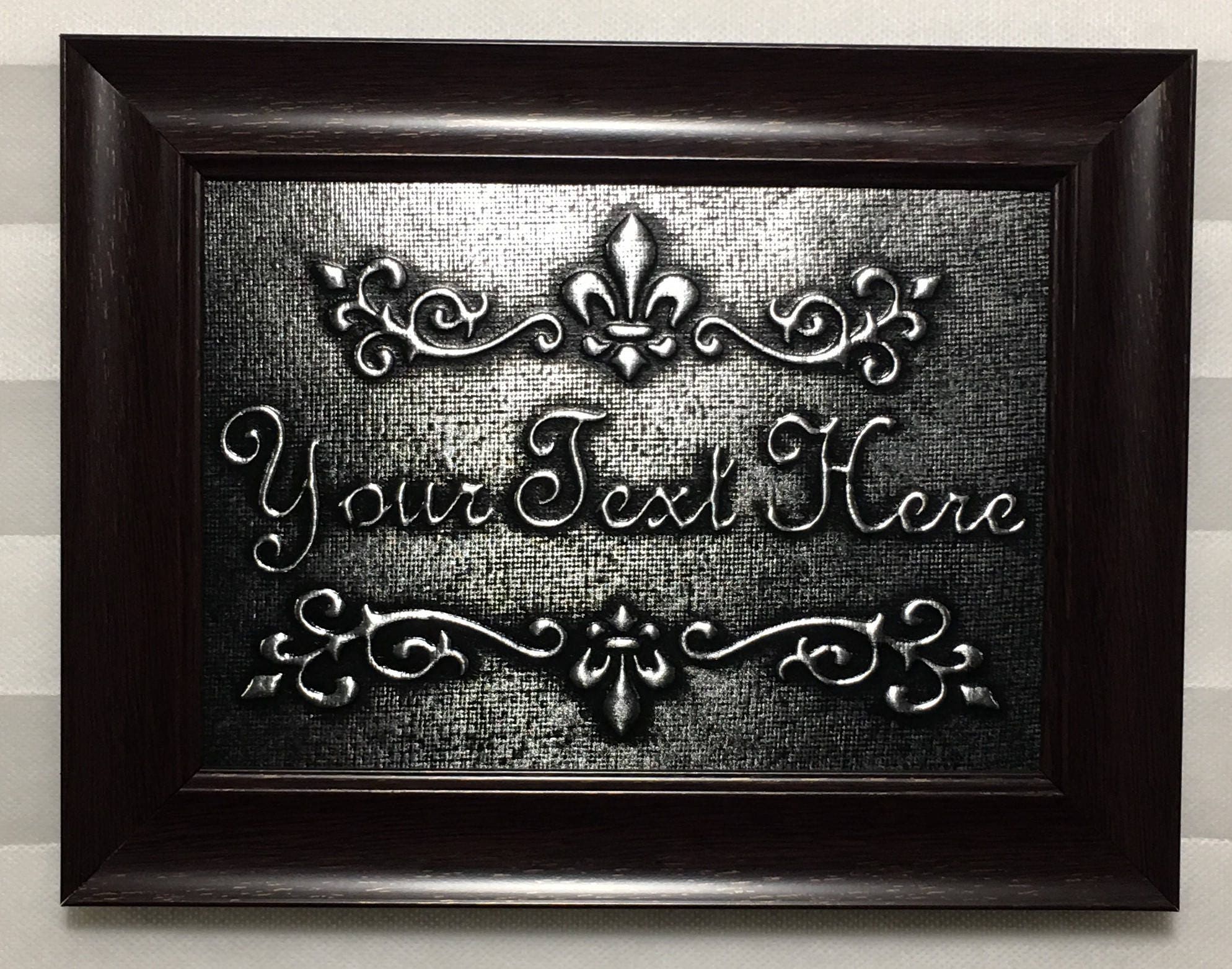 Embossed Custom Metal Text Sign Personalized Sign Last Name Etsy