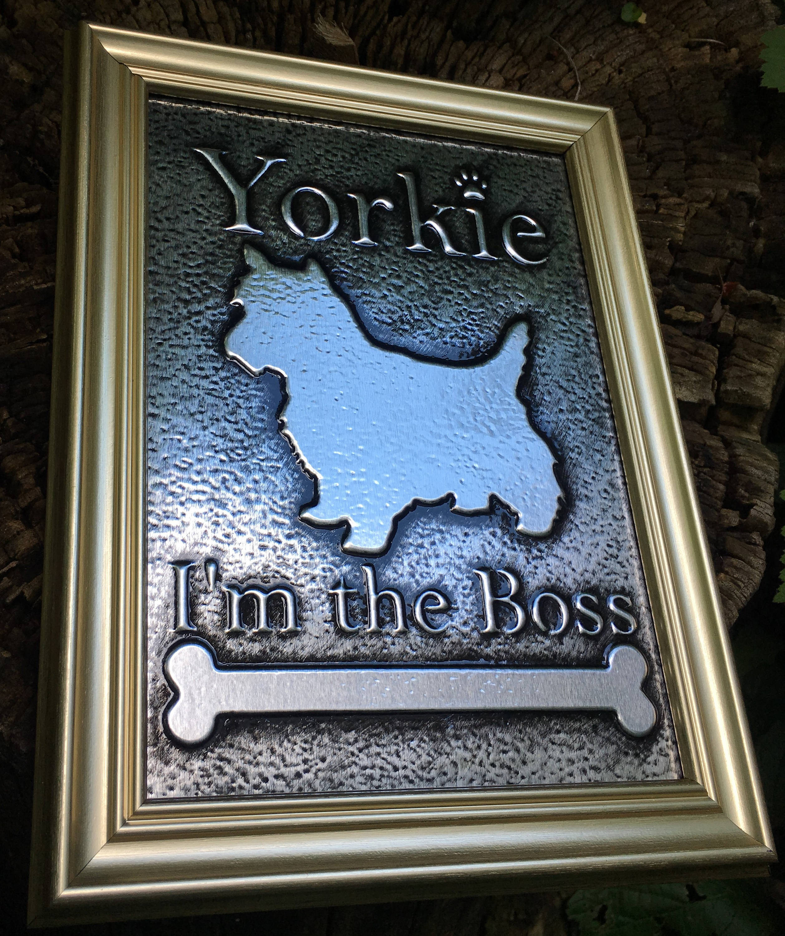 Custom Metal Dog Sign Embossed Metal Art Personalized Dog Etsy