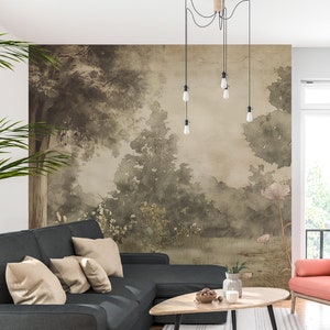 Scenic Pond Wallpaper - Elegant Nature Landscape Mural - Calming Wall Decor • Peel and Stick • Self Adhesive • Vinyl Material