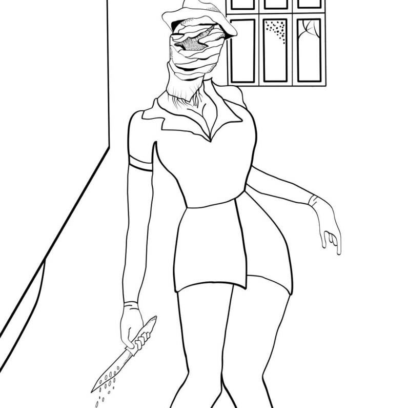 Horror Coloring Page-silent Hill Versions-the Nurse - Etsy New Zealand