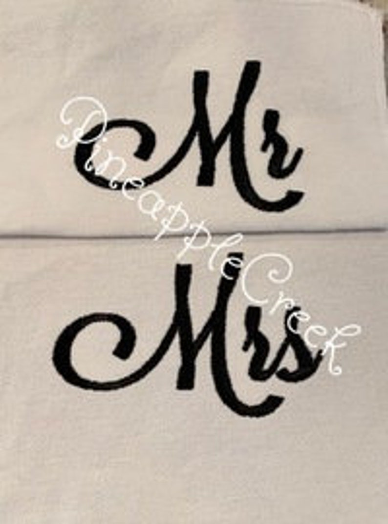Mr and Mrs script embroidery design Etsy