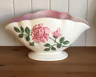 Vintage 1950s Peony Rose Serving Dish by Maling Made in England Lustreware