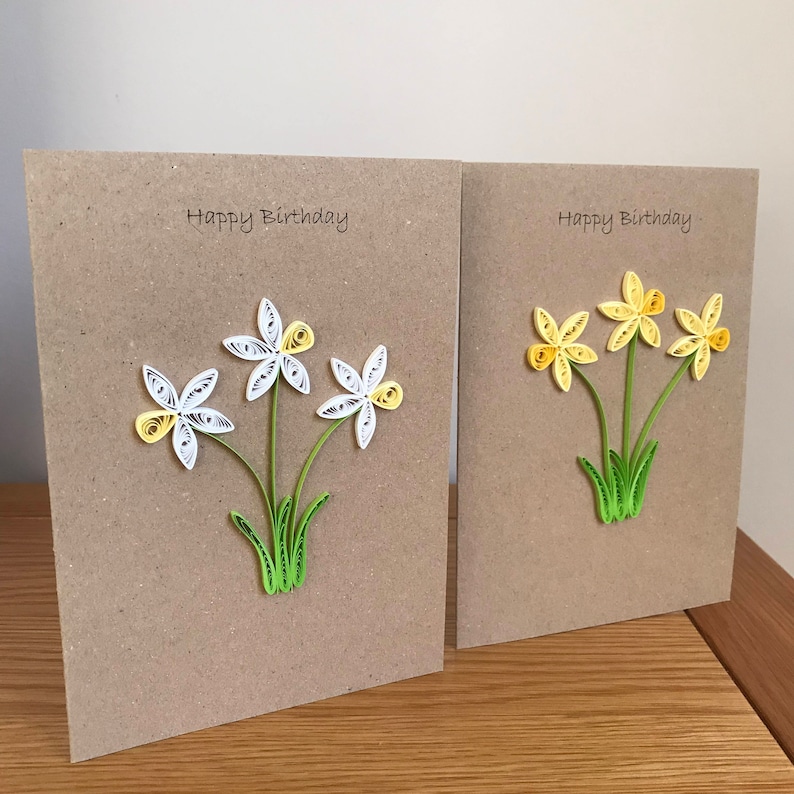 Quilled Daffodil Birthday Card Etsy UK