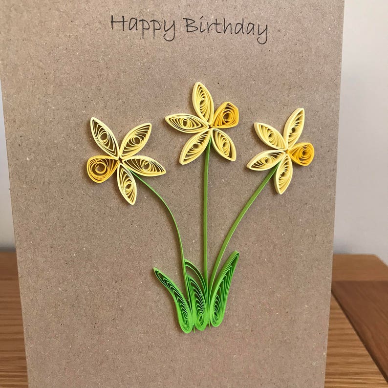 Quilled Daffodil Birthday Card Etsy UK