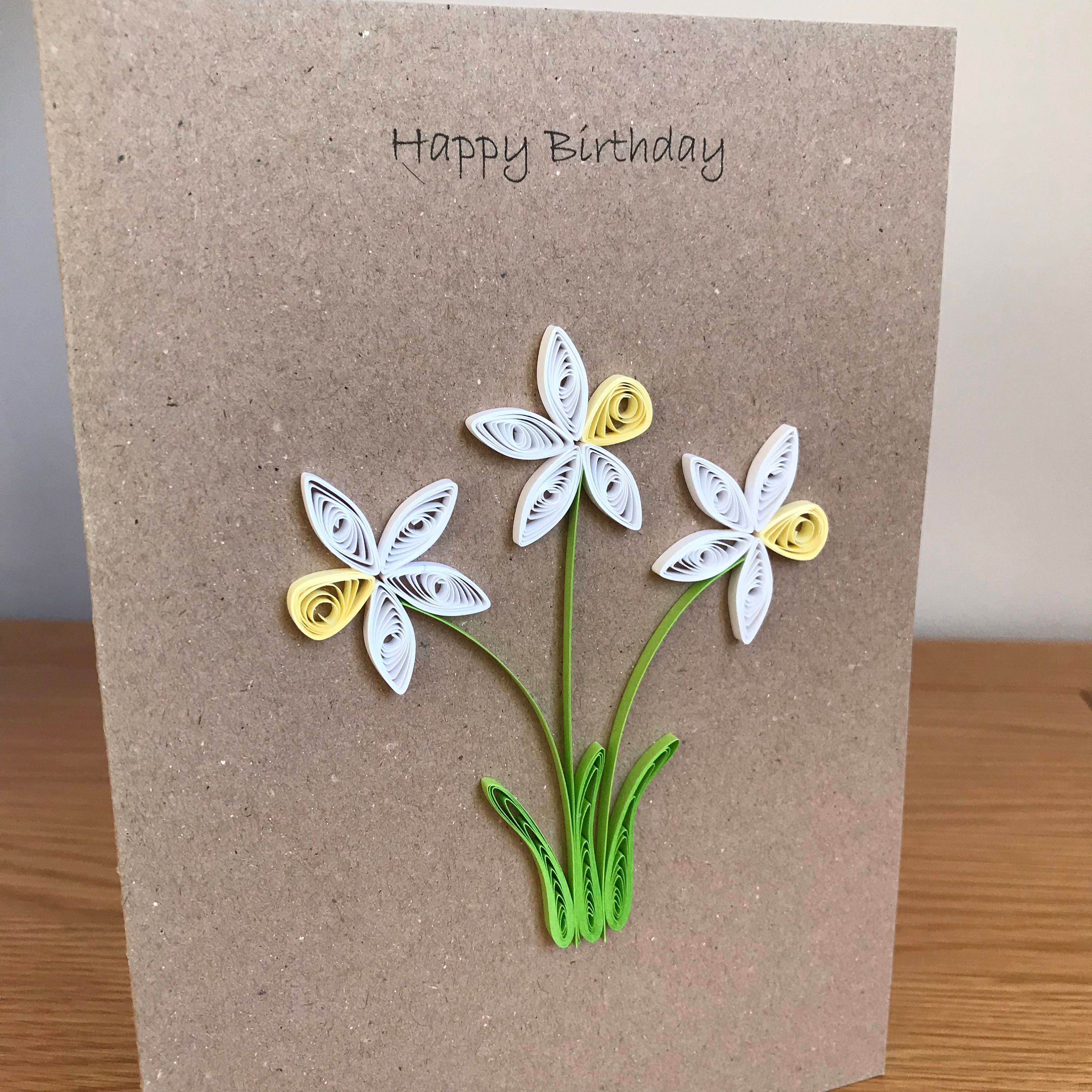 Quilled Daffodil Birthday Card Etsy UK