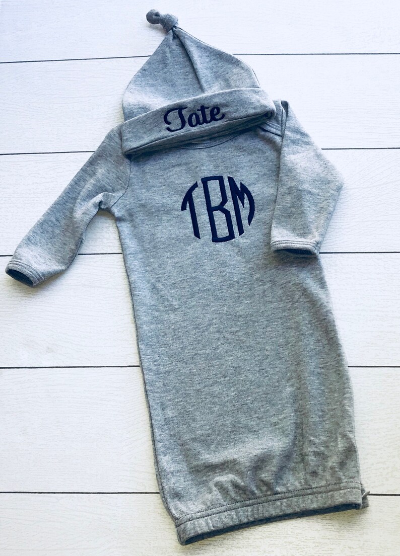 monogram newborn gown