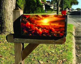 Red Flowers Mailbox Wrap, Mailbox Cover