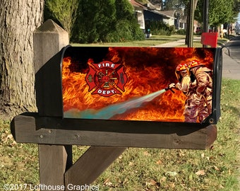 Customizable Firefighter Mailbox Cover, Mailbox Wrap