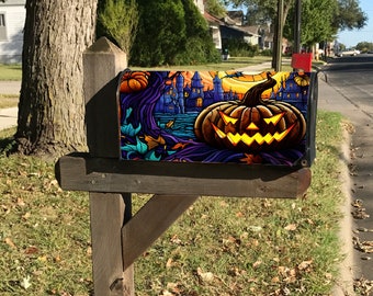Stained Glass Halloween Mailbox Wrap, Mailbox Cover