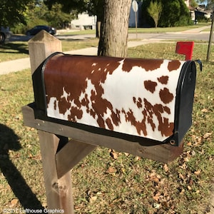 Customizable Brown Cowhide, Mailbox Wrap, Mailbox Cover