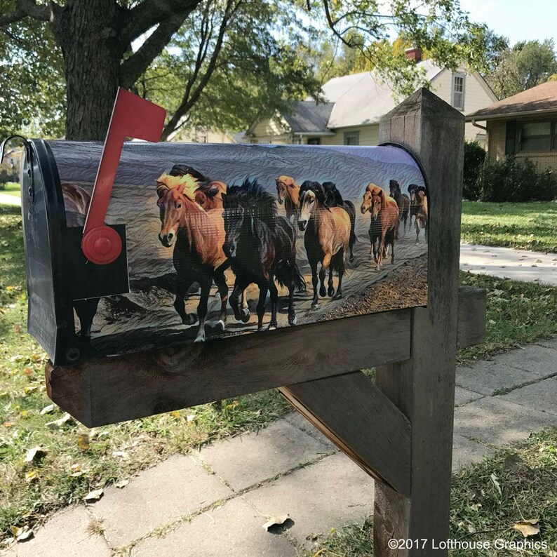 Wild Horses Mailbox Wrap Mailbox Cover Etsy